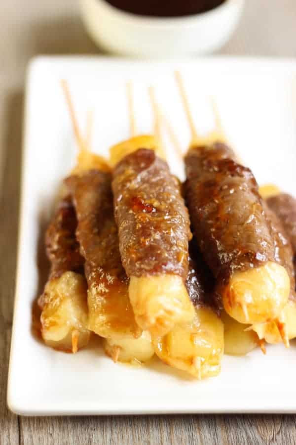 Brochettes de bœuf au fromage japonaises
