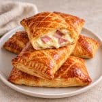 Friands jambon fromage et béchamel sur une assiette blanche.