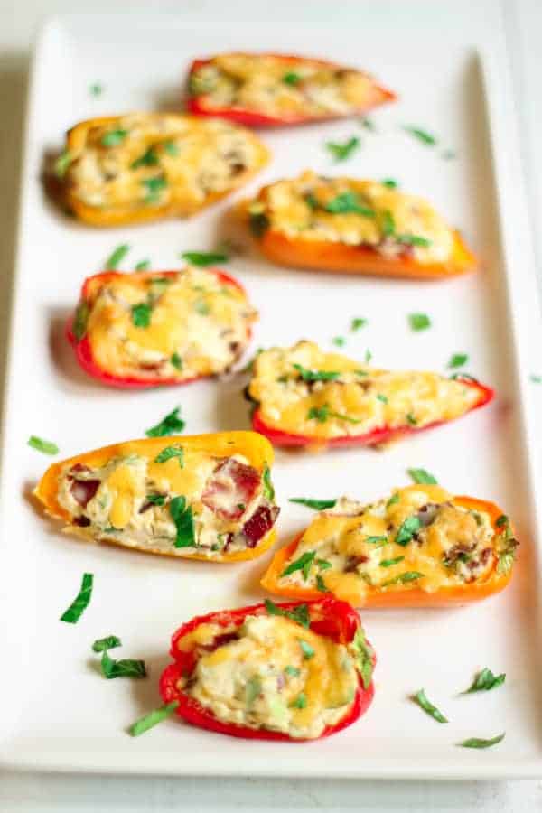 Mini poivrons au fromage frais et bacon