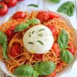 Recette spaghetti à la burrata et à la tomate